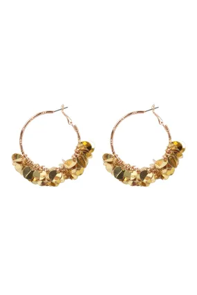 1.75 Sequin Dangle Hoop Earrings Gold - Pack of 6