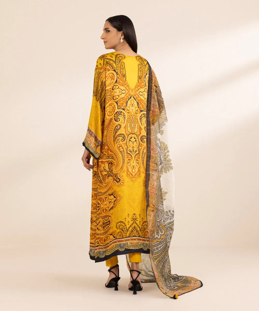 3 Piece - Printed Silk Suit