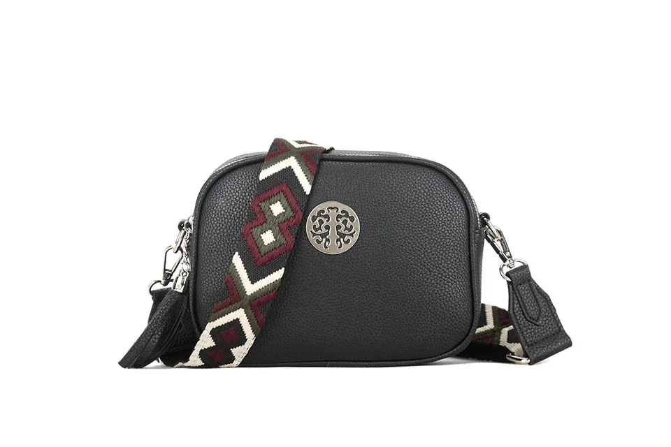 32227- Black Crossbody Bag With Fabric Strap