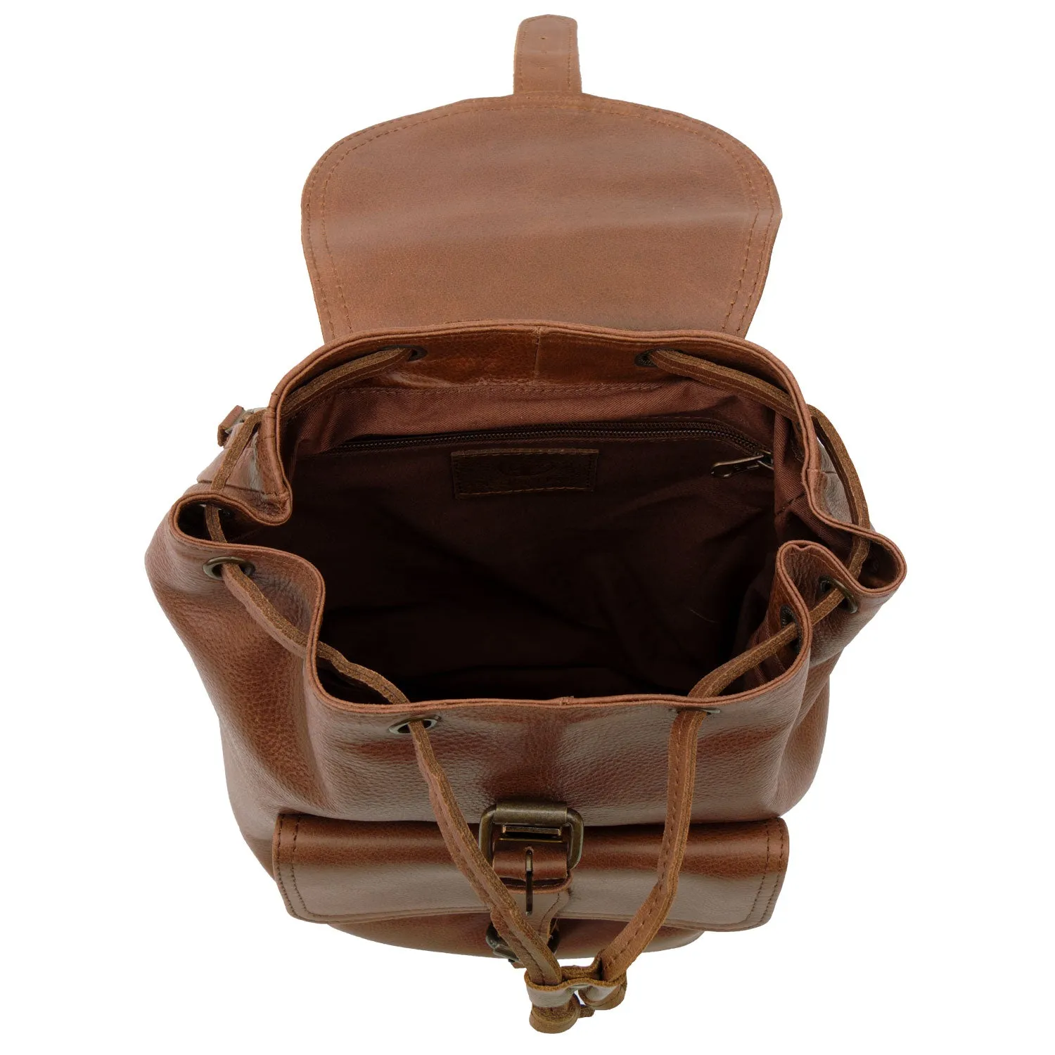 Alex: Tan Leather Backpack