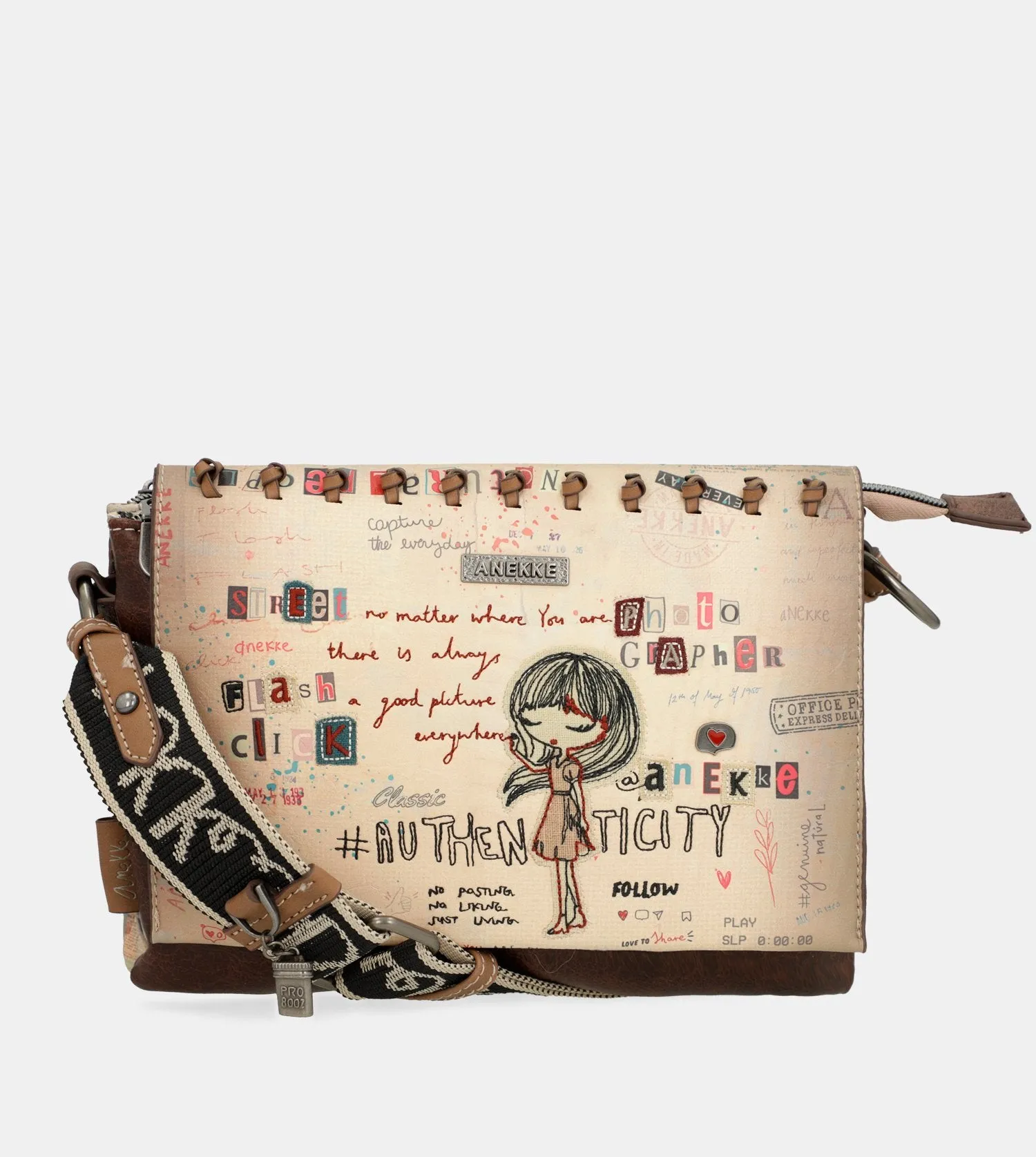 Authenticity crossbody bag with a flap