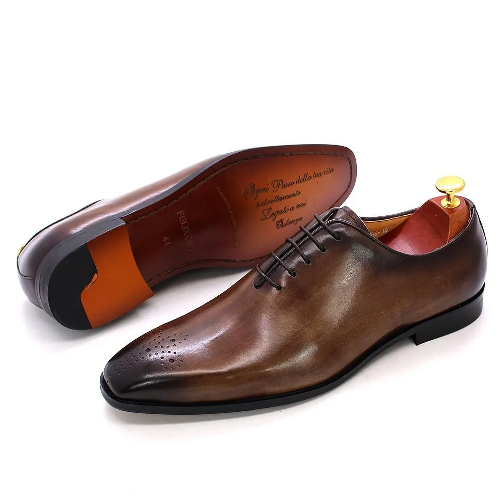 Big Size 6-13 Whole Cut Formal Genuine Leather Oxford Shoes for Men