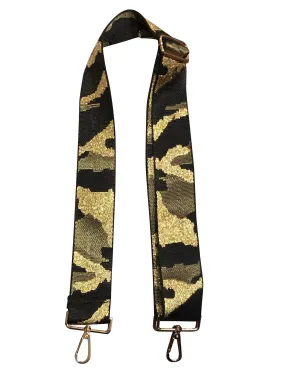 Black/Army Gold Camo Adjustable Bag Strap-Gold Hardware