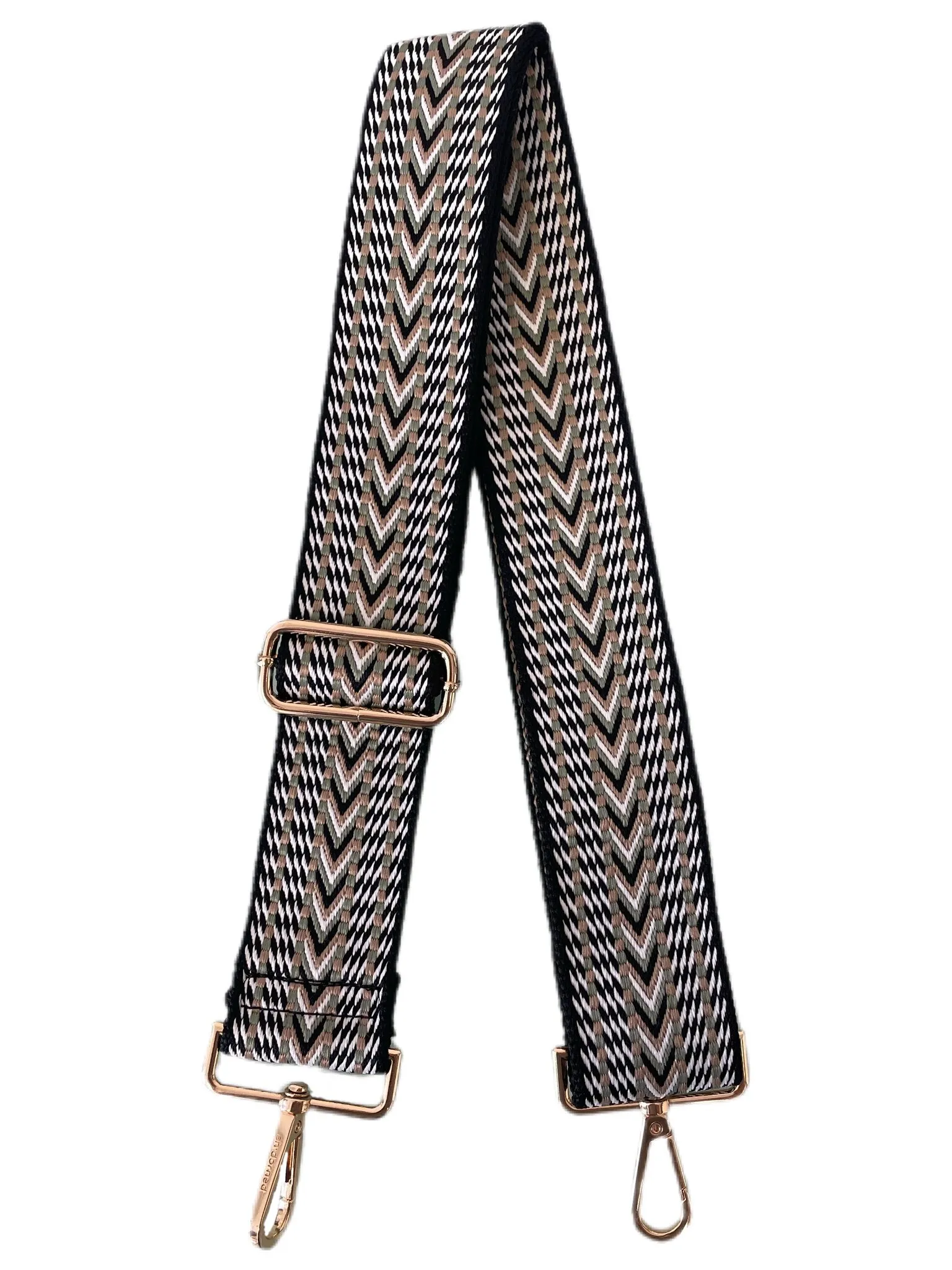 Black/White/Khaki Woven Adjustable Bag Strap