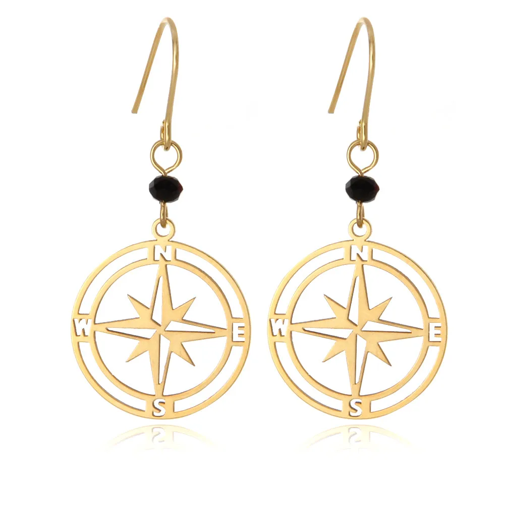 Cut Out Compass Disc Drop Earrings