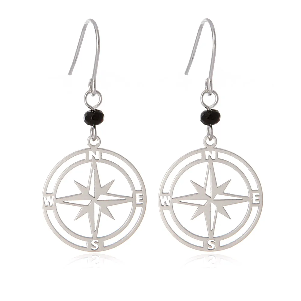 Cut Out Compass Disc Drop Earrings