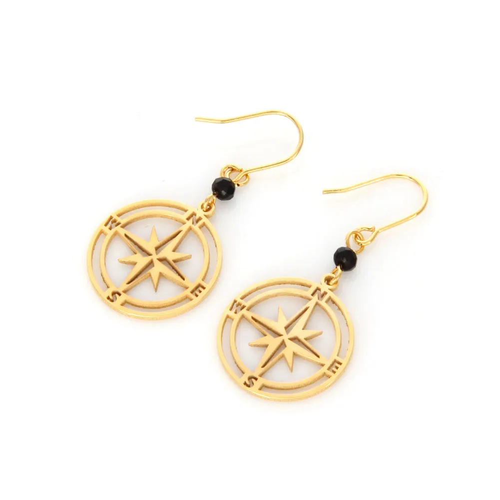 Cut Out Compass Disc Drop Earrings