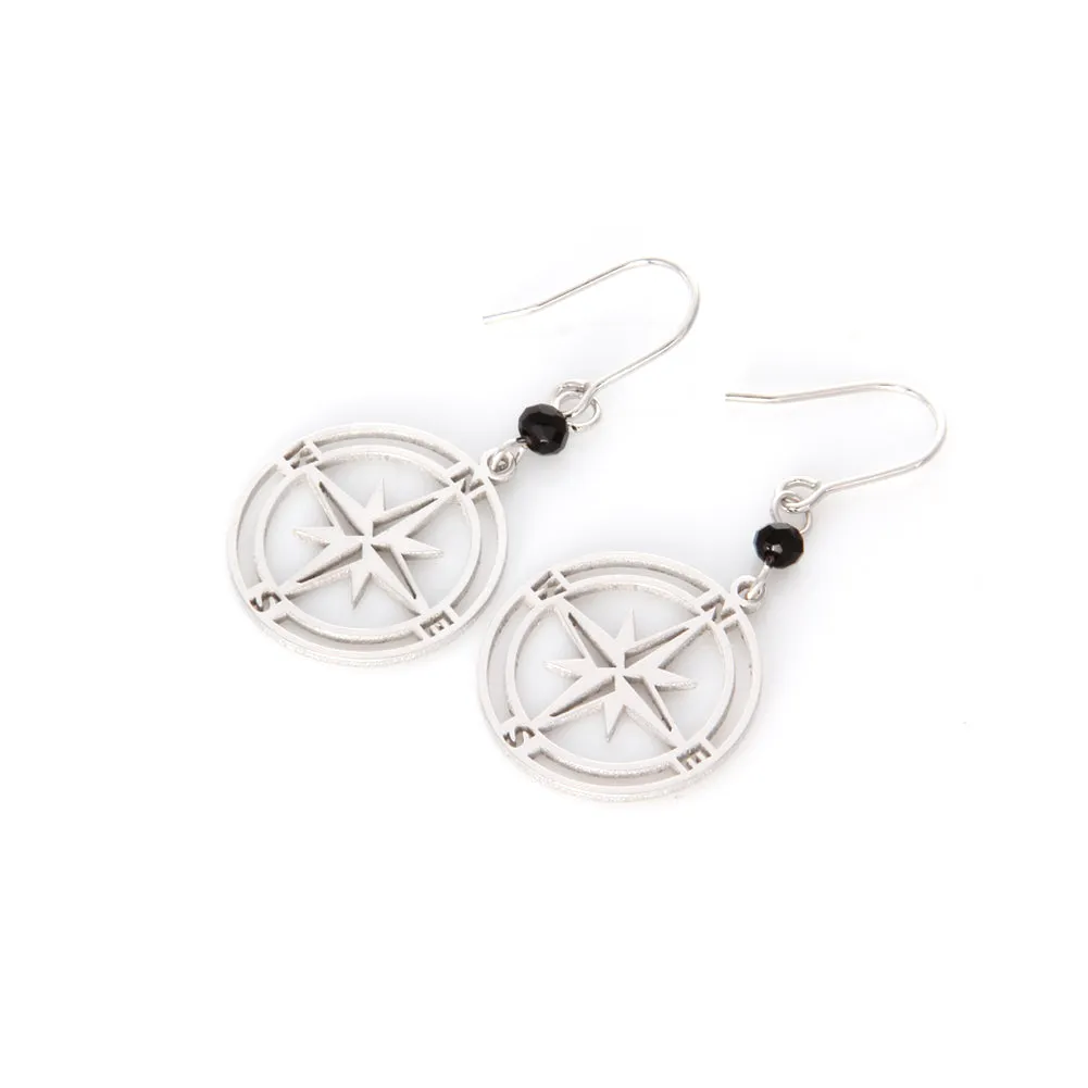 Cut Out Compass Disc Drop Earrings