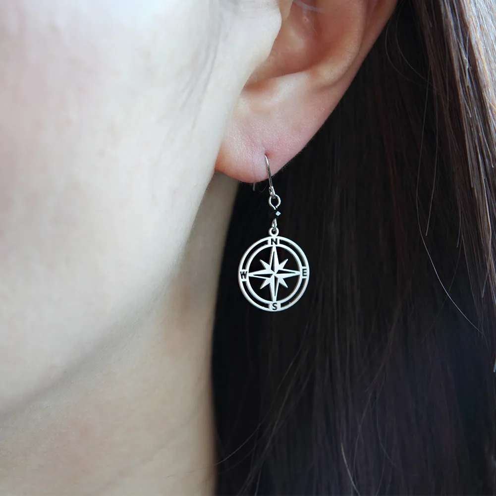 Cut Out Compass Disc Drop Earrings