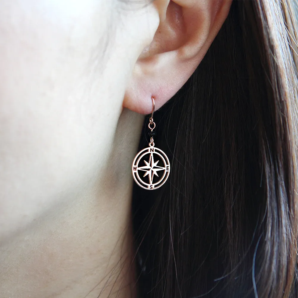 Cut Out Compass Disc Drop Earrings