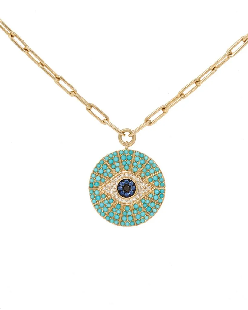 Evil Eye Stone Disc Necklace