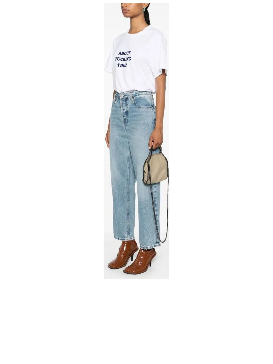 Faux Leather Whipstitch Chain Shoulder Bag