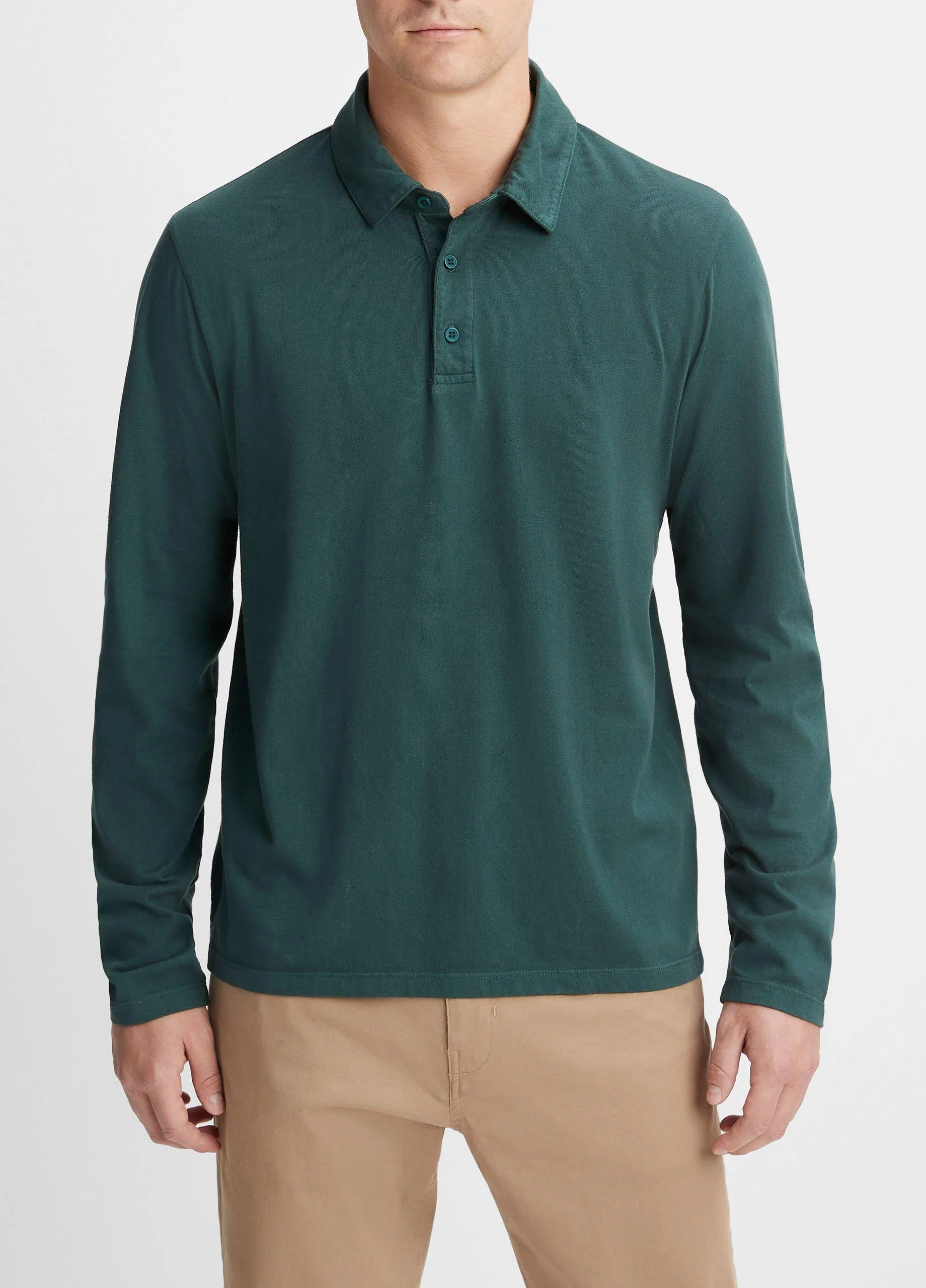 Garment Dye Long-Sleeve Polo Shirt