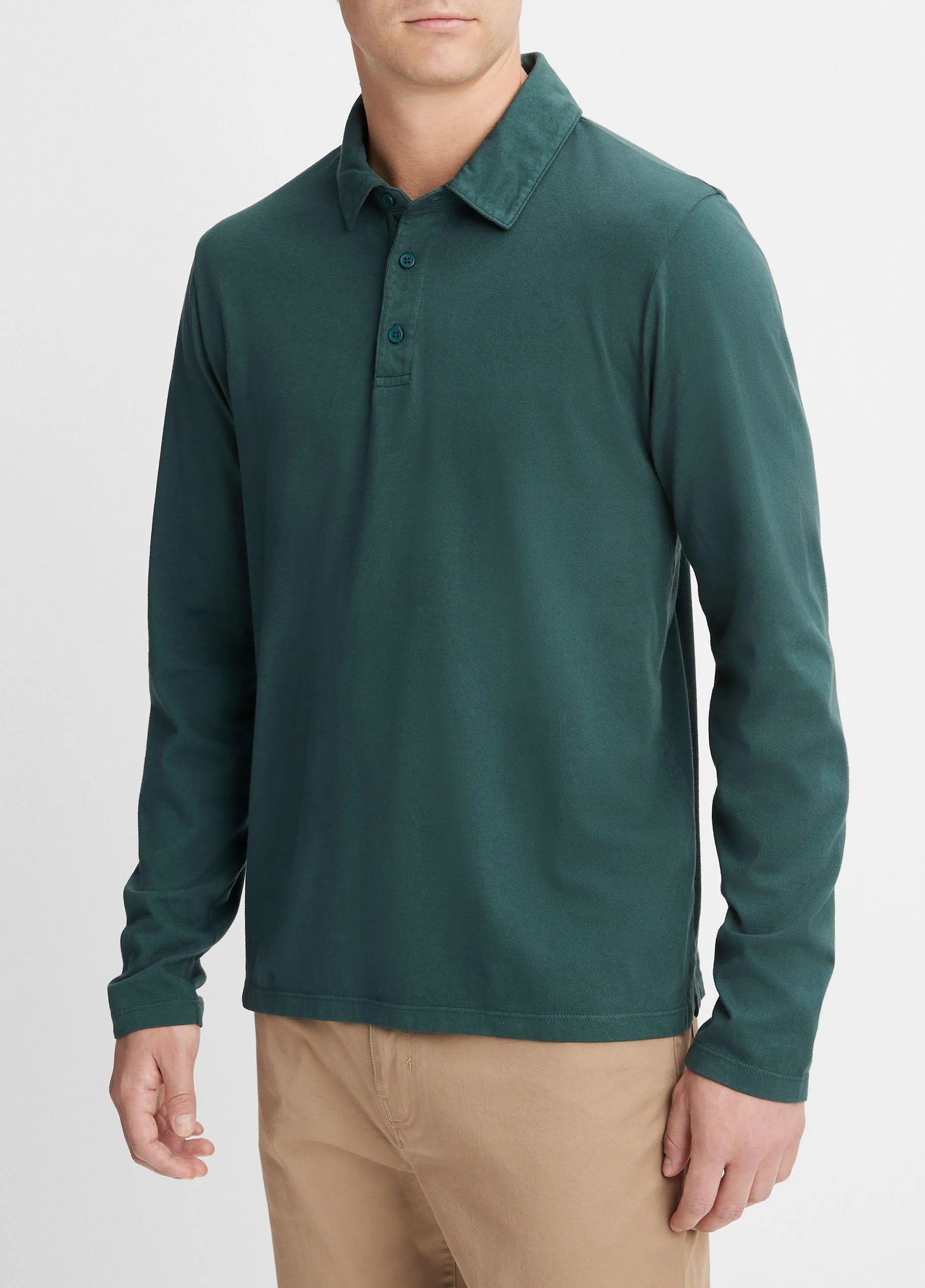 Garment Dye Long-Sleeve Polo Shirt