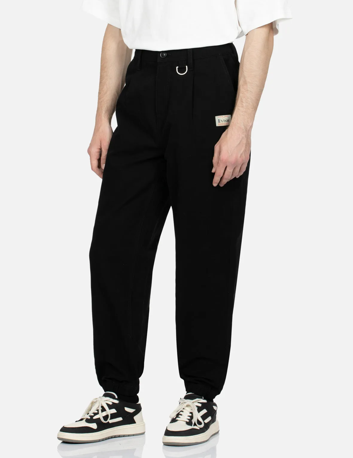 Kamon and Logo Embroidery Woven Jogger Pants