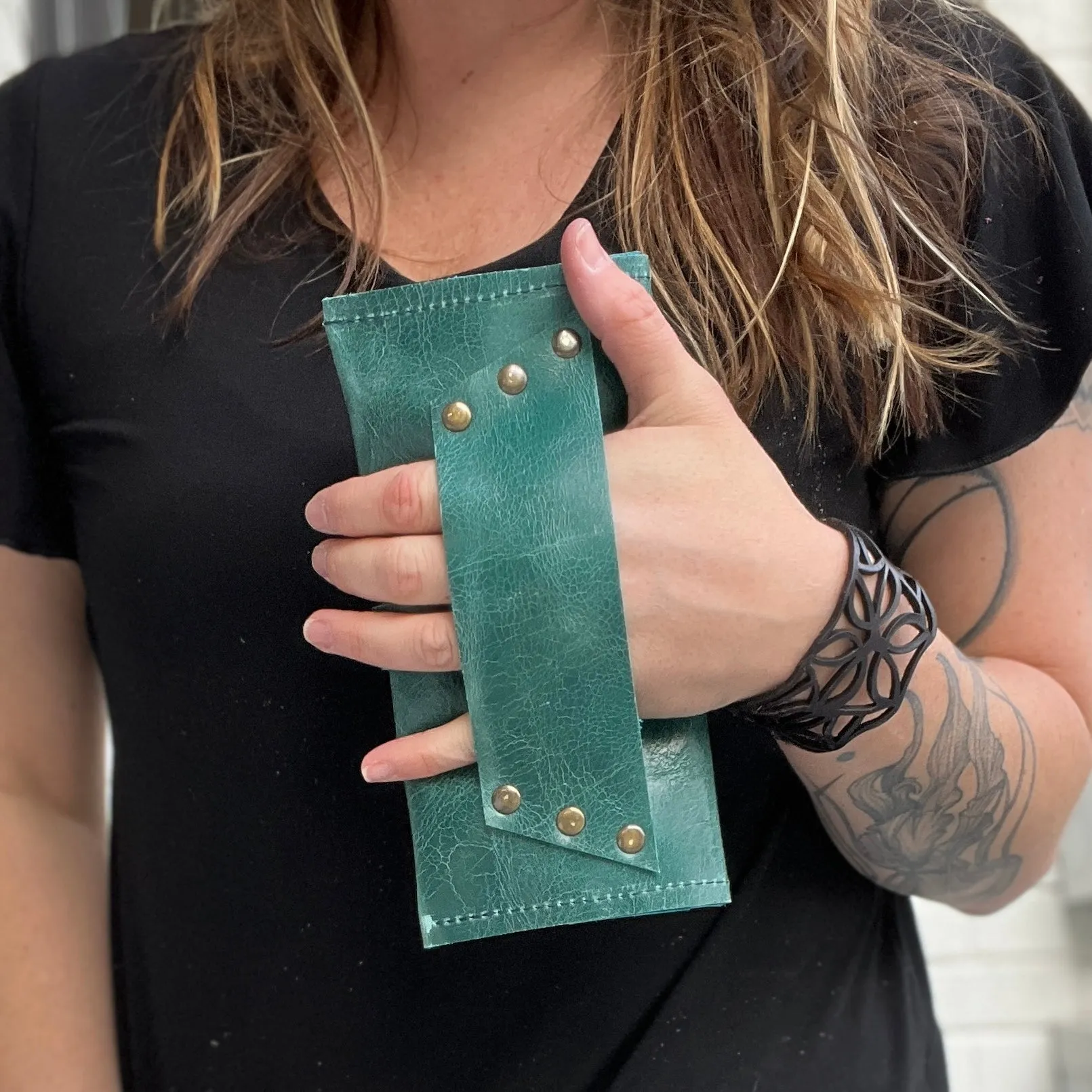 Leather Wallet - Glossy Teal