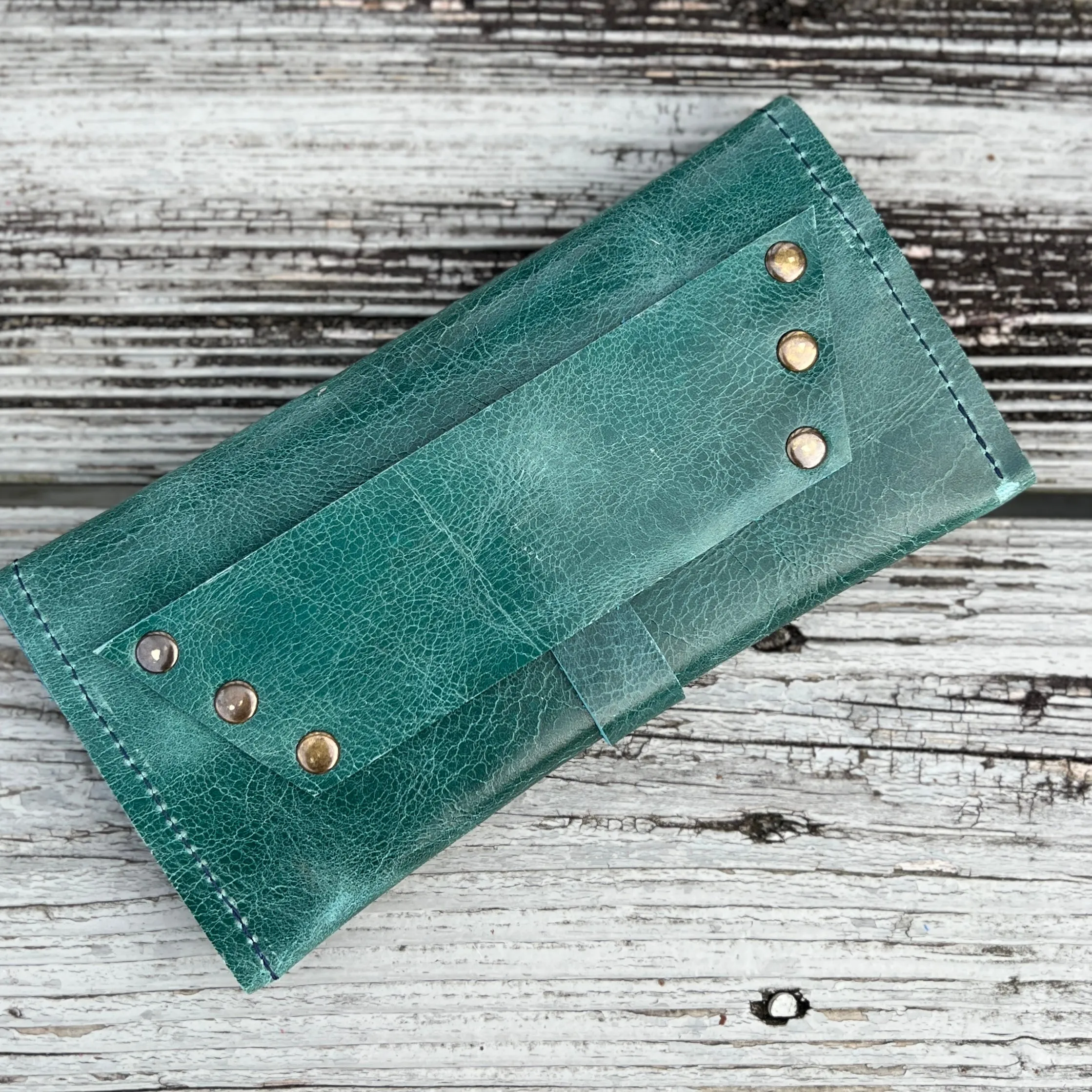 Leather Wallet - Glossy Teal