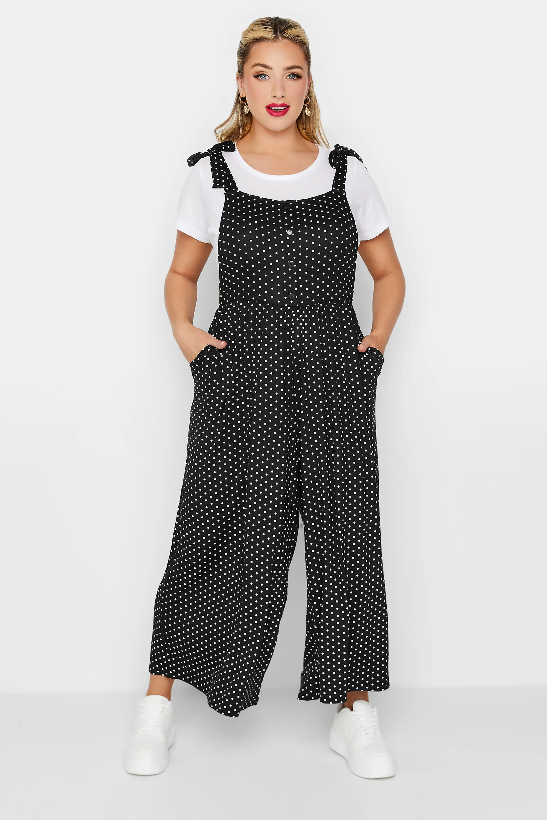 LIMITED COLLECTION Curve Black Polka Dot Culotte Dungarees