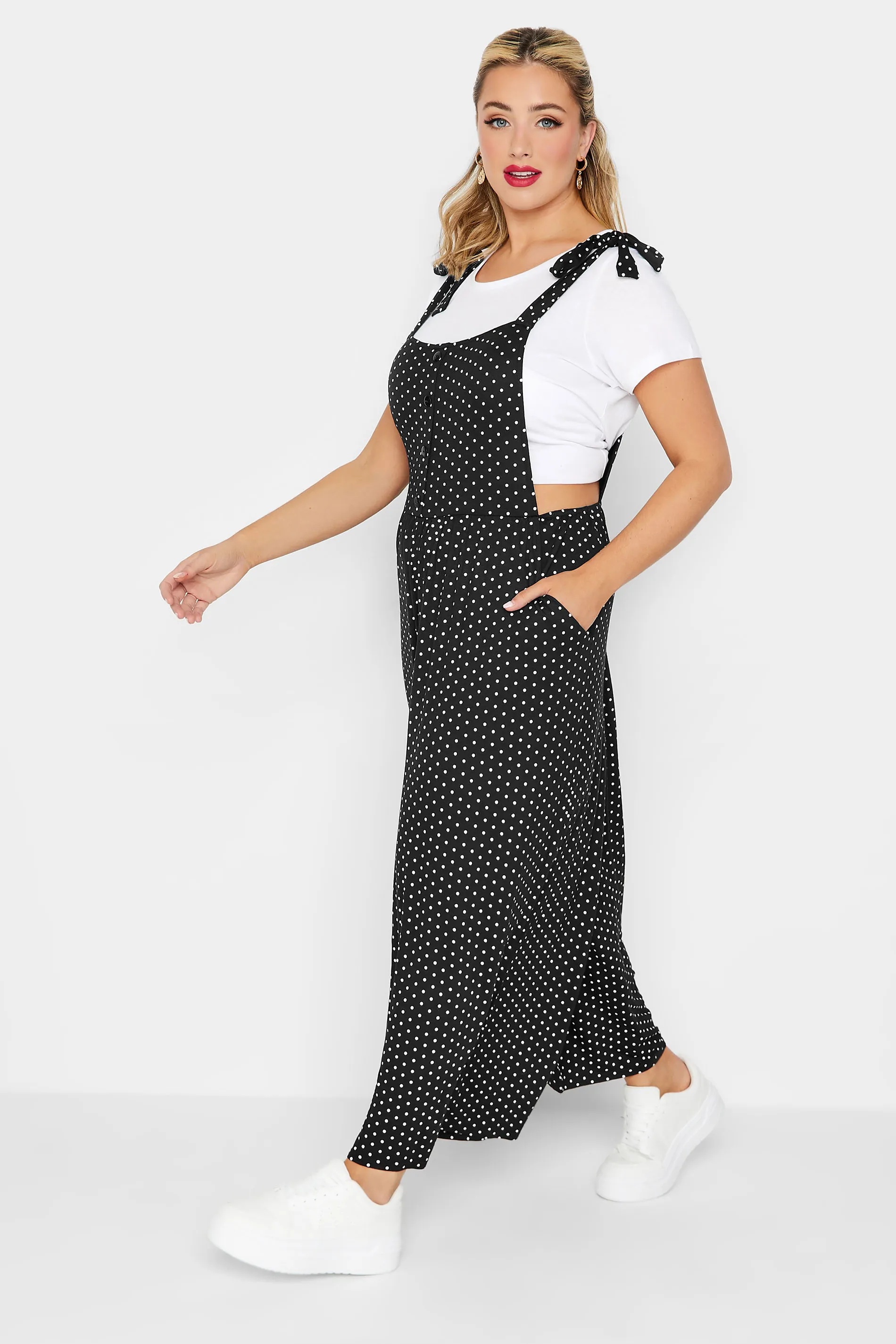 LIMITED COLLECTION Curve Black Polka Dot Culotte Dungarees