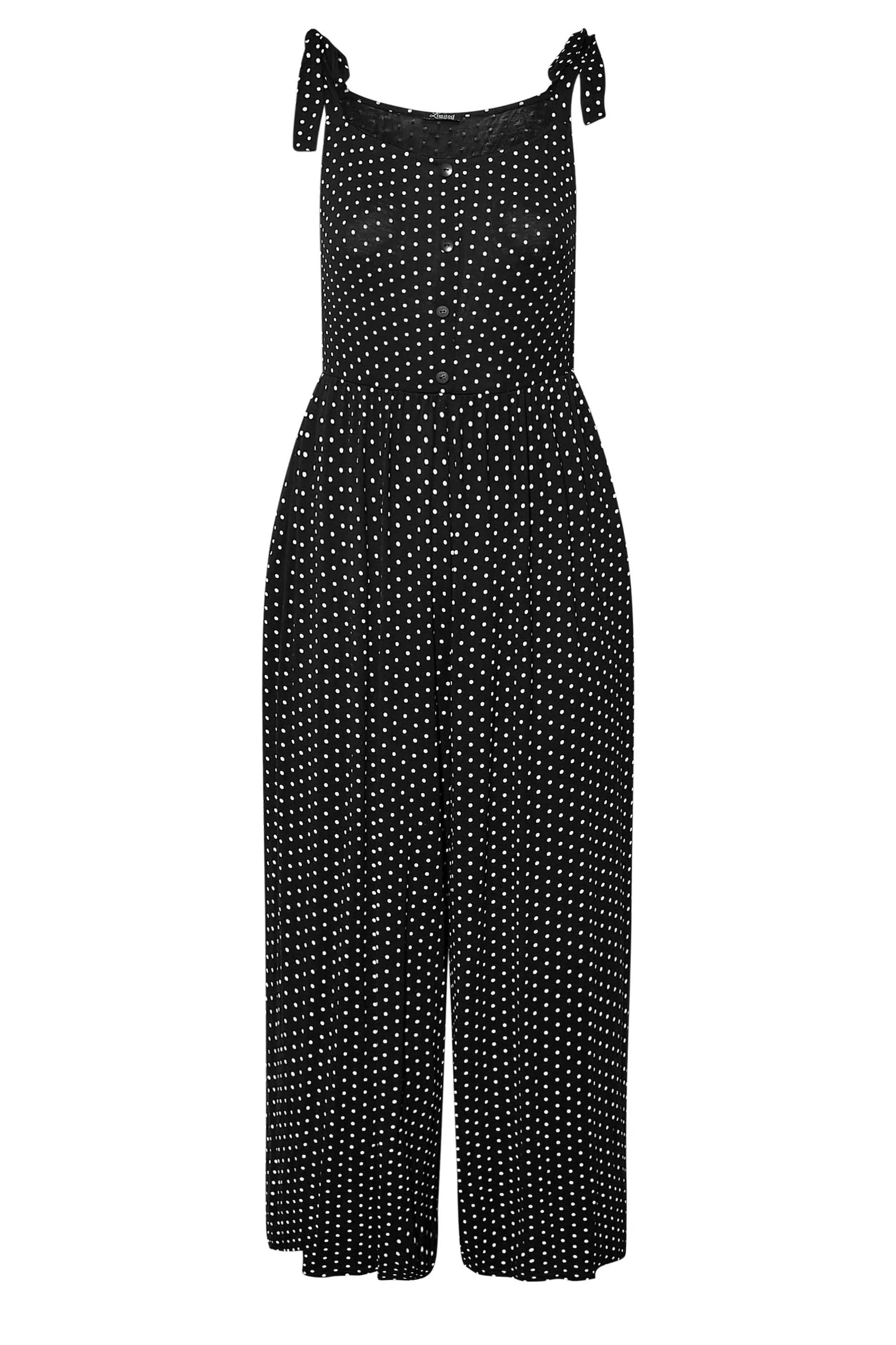 LIMITED COLLECTION Curve Black Polka Dot Culotte Dungarees