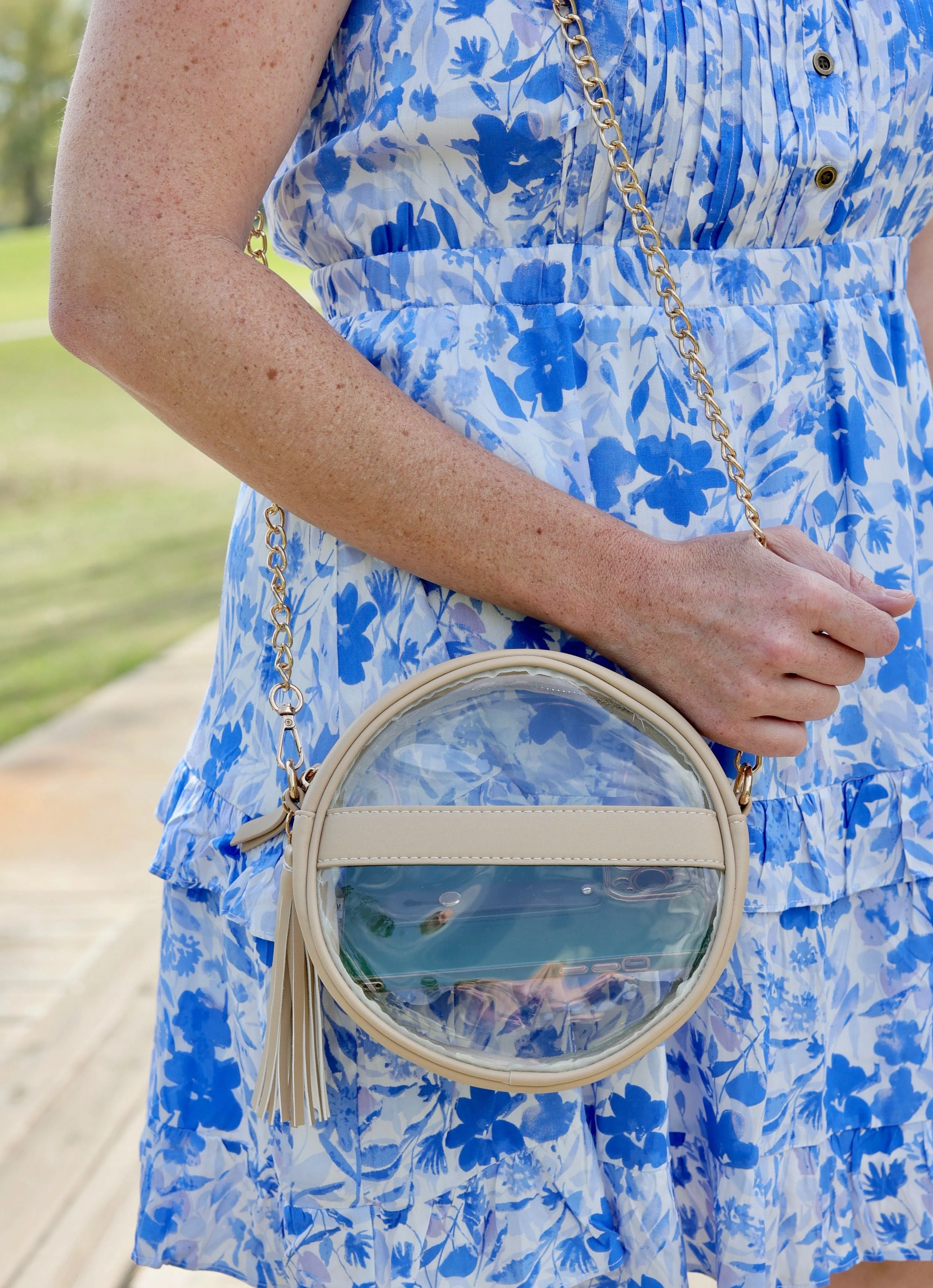 Madison Clear Crossbody Nude