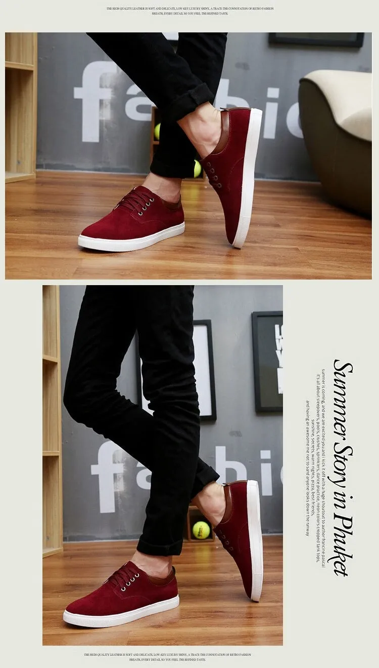 Men's Autumn and Winter Leather Suede Breathable Casual Canvas Shoes