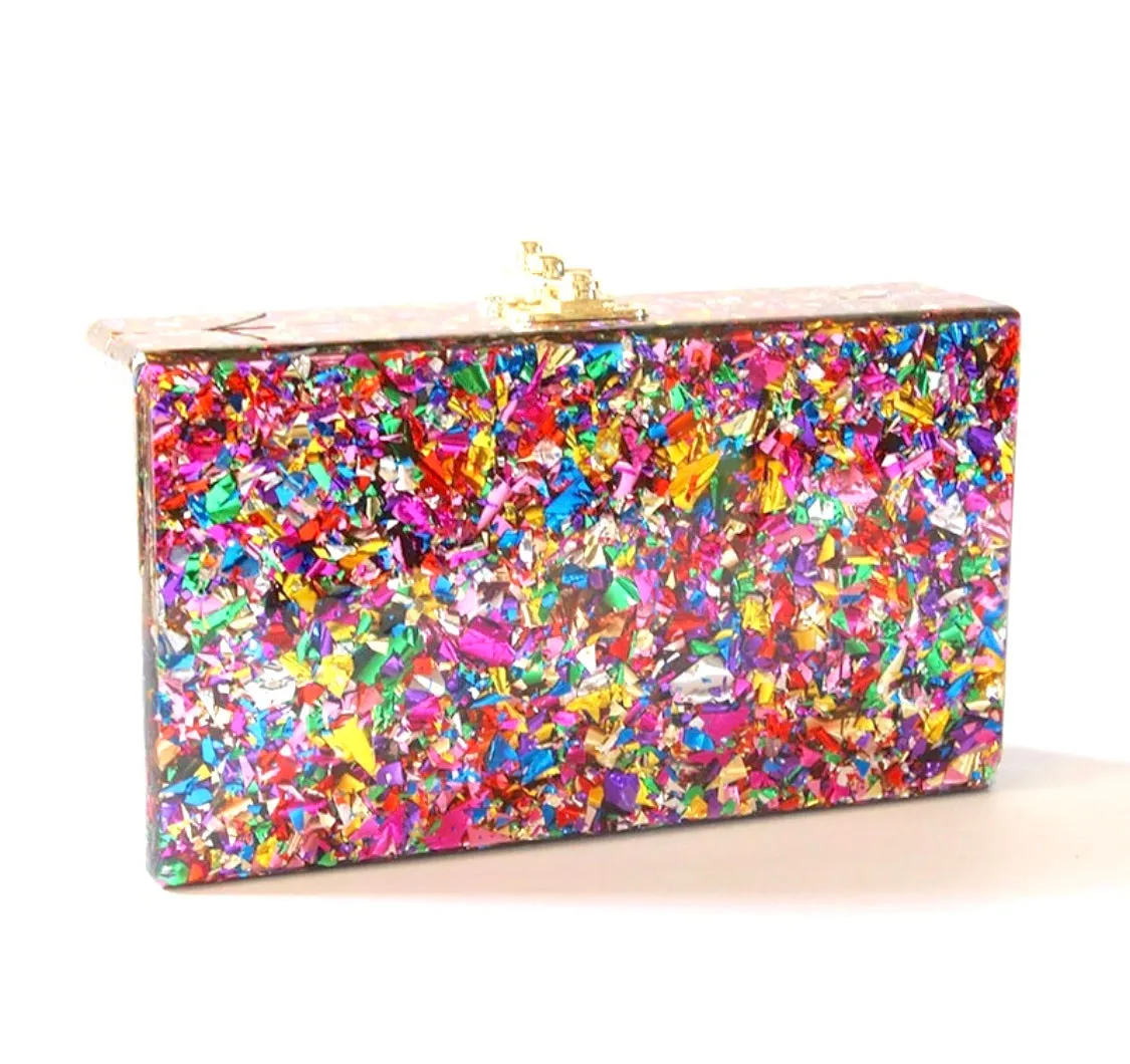 Multicolor Glitter Clutch