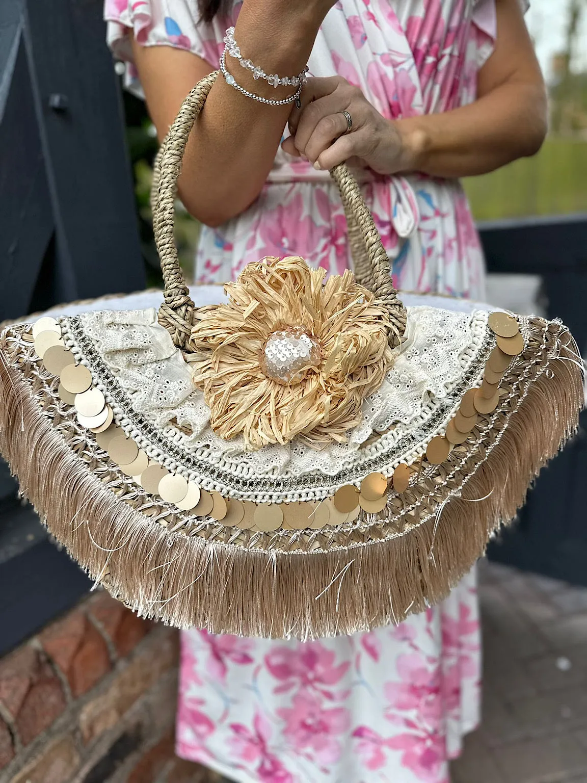 Natural Luxury Fringed Weave Tote Bag