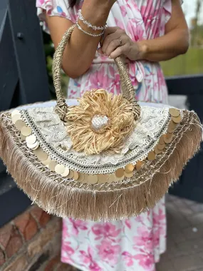 Natural Luxury Fringed Weave Tote Bag