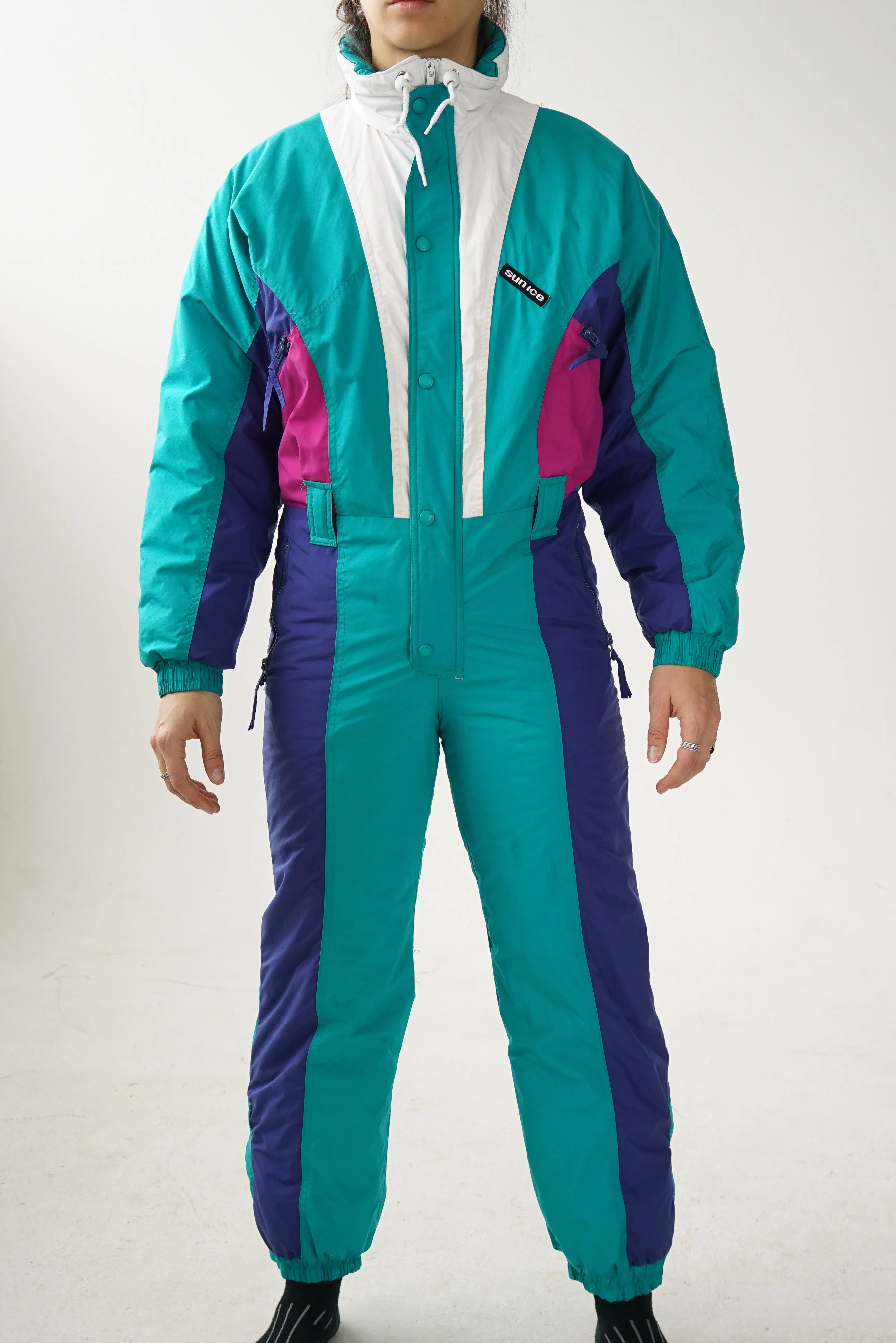 One piece retro ski suit Sunice, snow suit vintage pour enfant taille 16ans