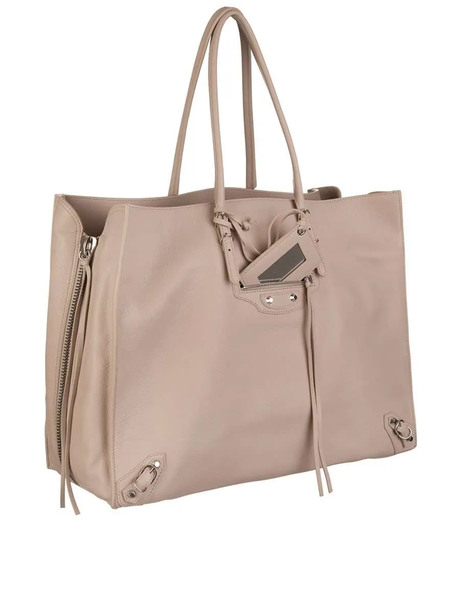 Papier A4 Zip Around Beige Leather Tote