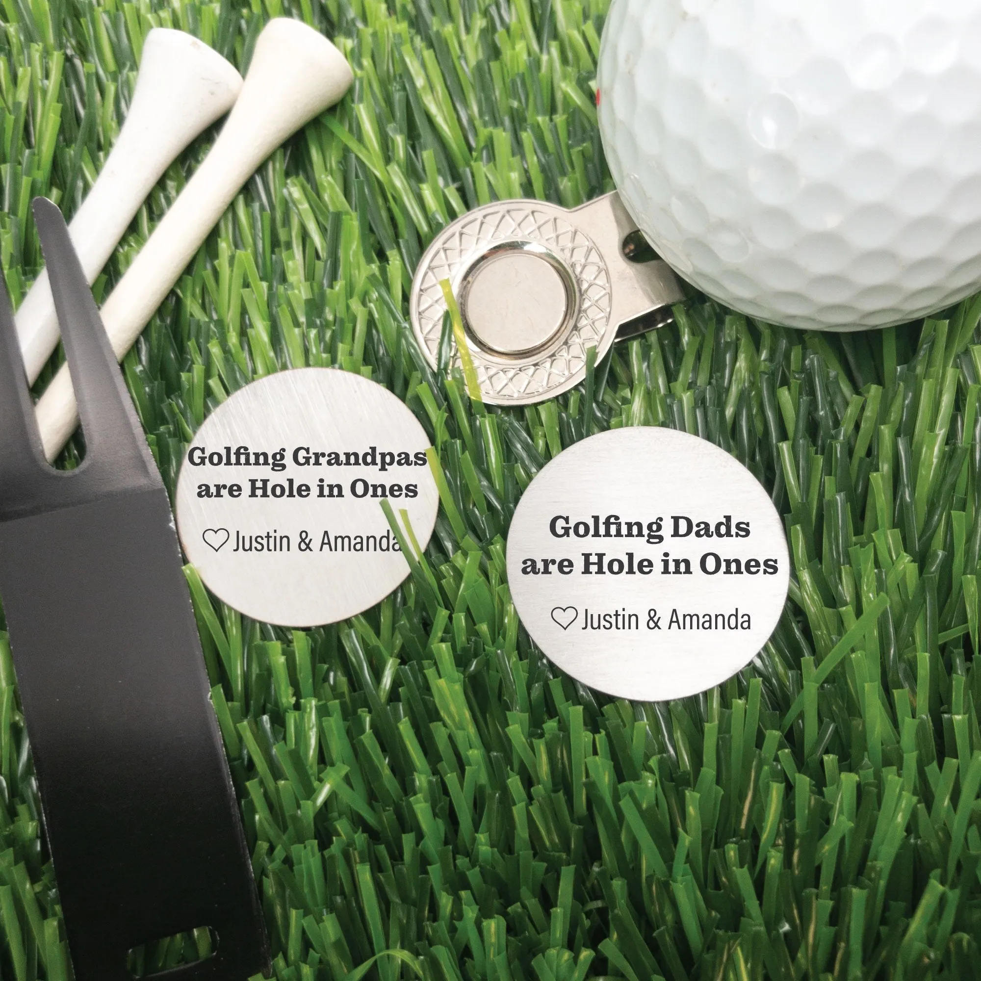 Personalized Golf Ball Marker & Hat Clip - Fathers Day Golf Gift