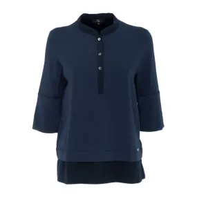 POLO COREANA IN VISCOSA Donna Navy