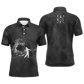 Polo de Golf Premium Fond de Fumée, Cadeau Original Pour Fans de Golf, Polo de Sport Homme Femme Noir et Blanc, Golfeur, Golfeus