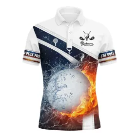 Polo Golf Personnalisé Motif Balle De Golf En Feu - J'peux Pas, J'ai Golf - CT14072316