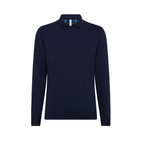 POLO IN PIQUET CON TOPPA E INSERTI SCOZZESE Uomo Navy Blue