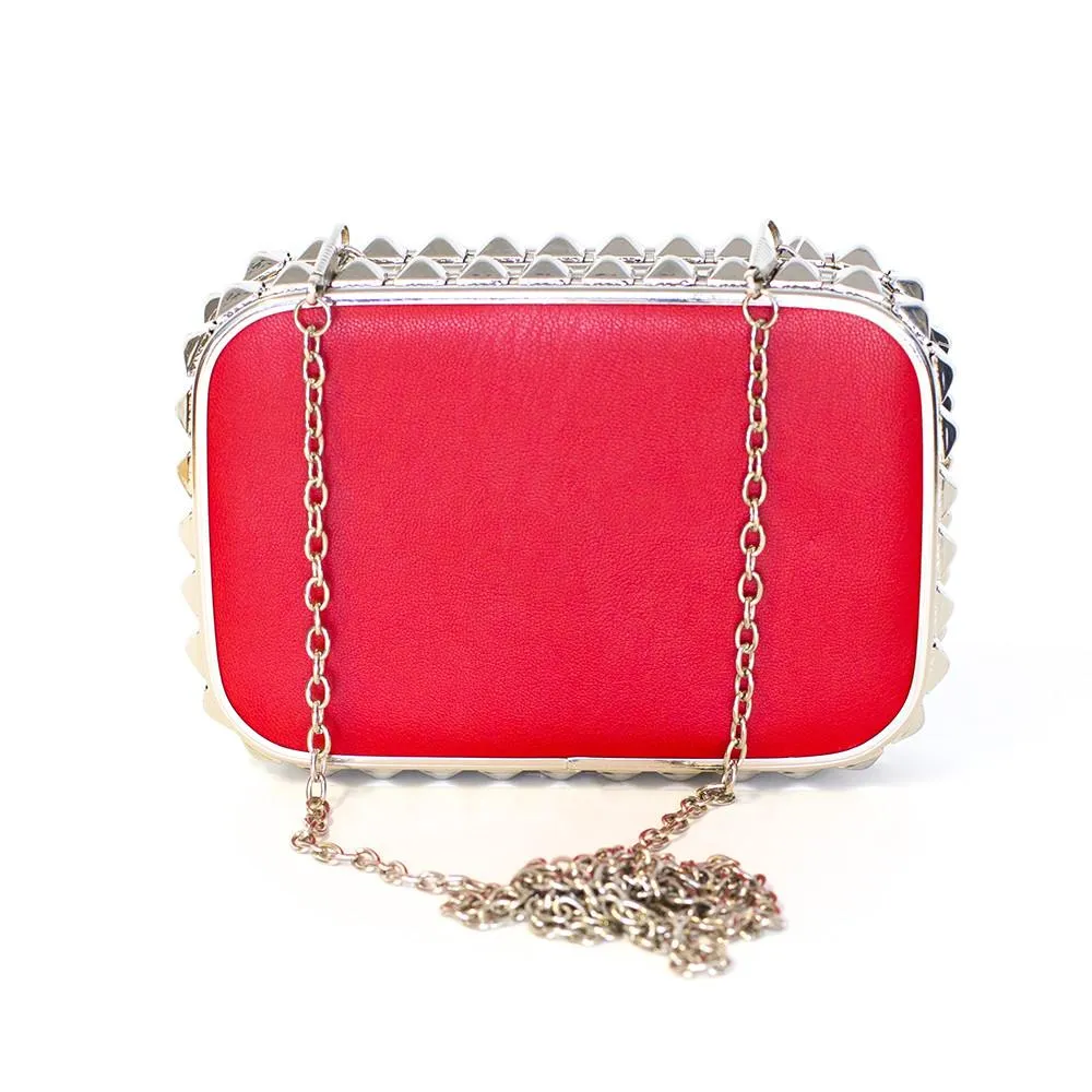 Red Studded Clutch