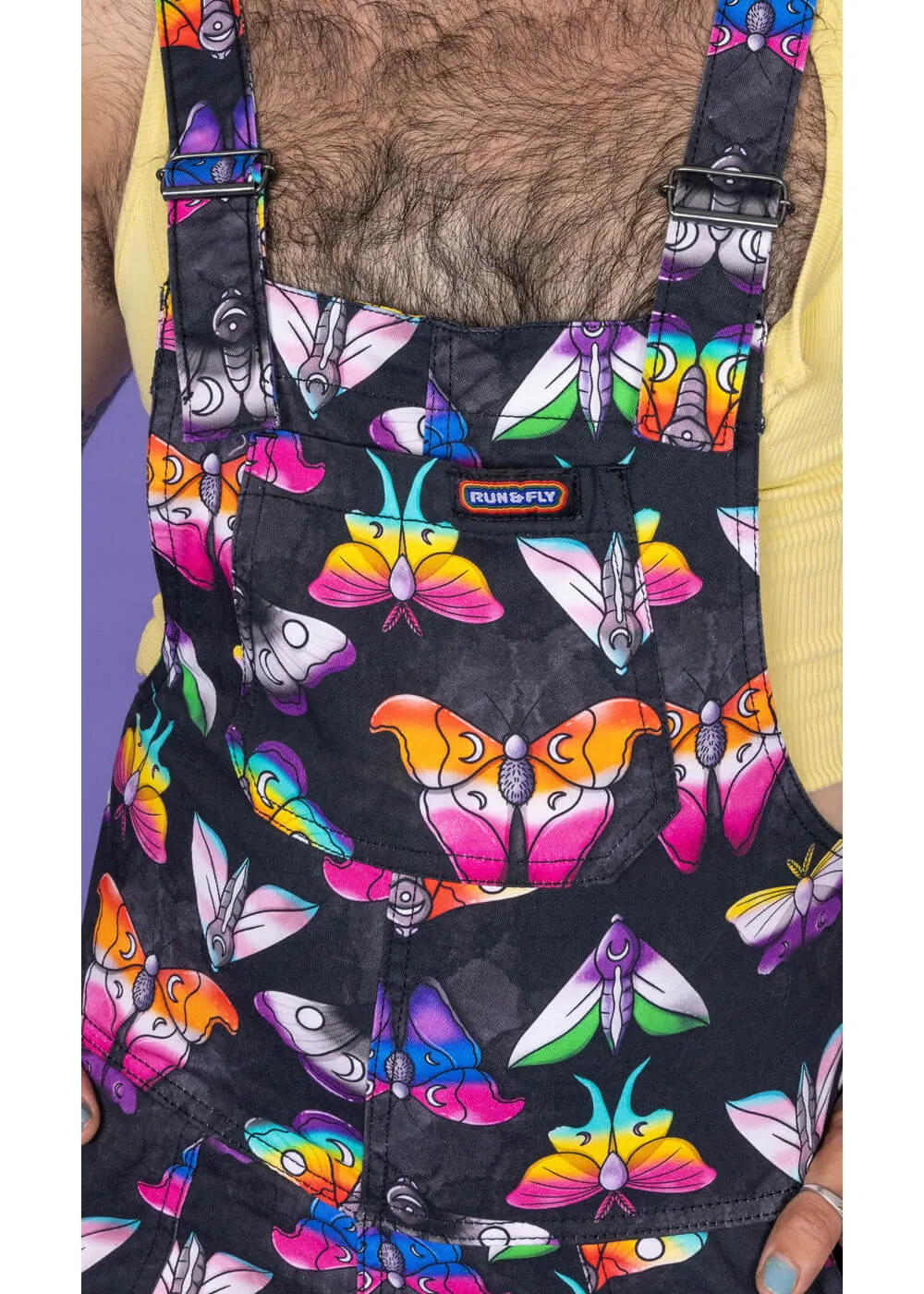 Run & Fly Pride Moths 70's Dungarees Black