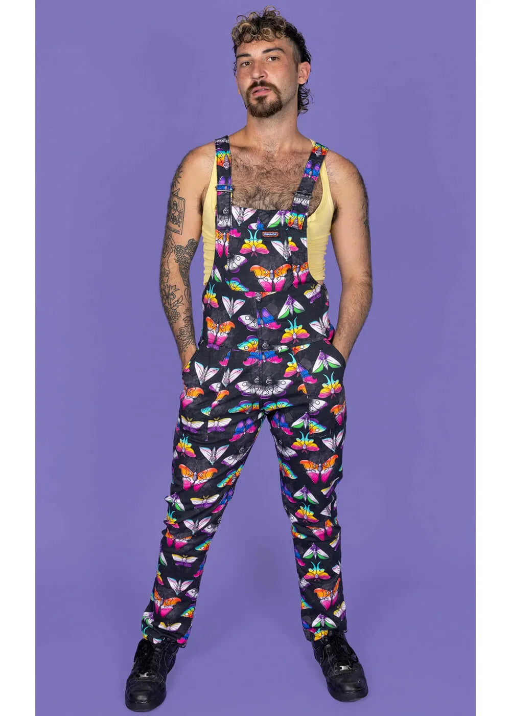 Run & Fly Pride Moths 70's Dungarees Black