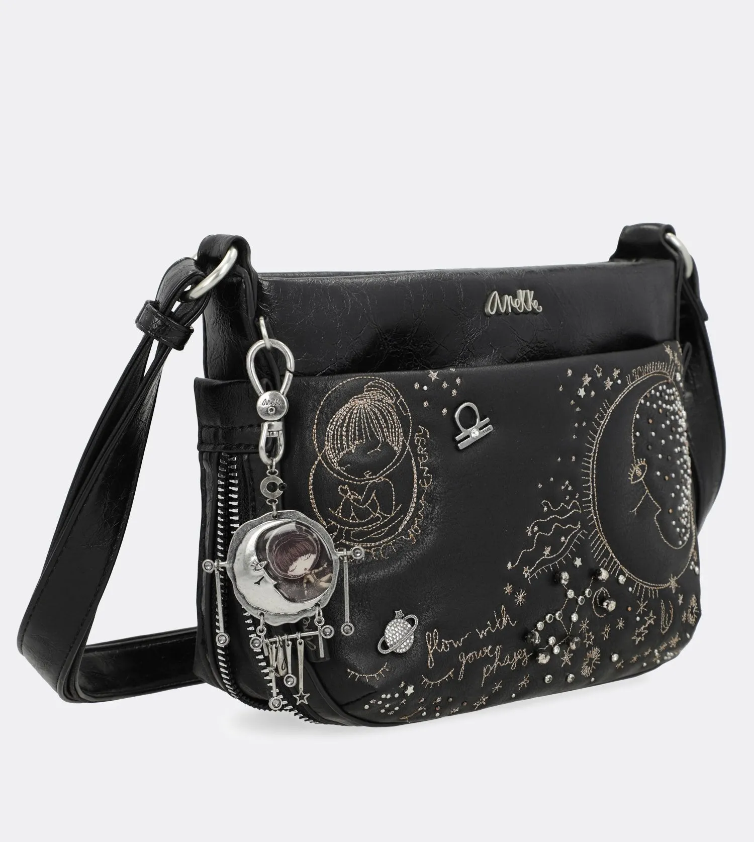 Smart spirit embroidered crossbody bag