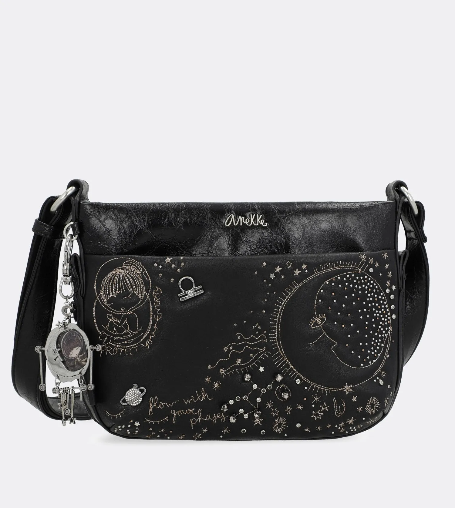 Smart spirit embroidered crossbody bag