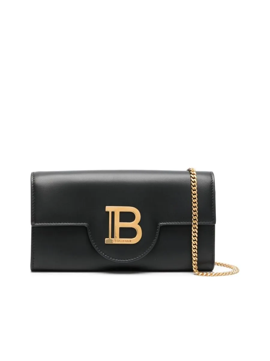 Smooth Grain Goldtone Logo Clutch