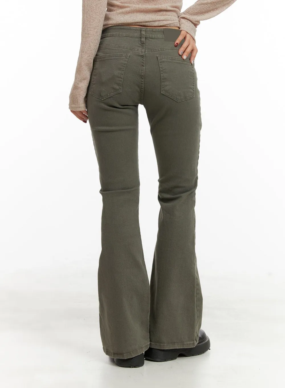 Stitched Bootcut Cotton Pants CA416