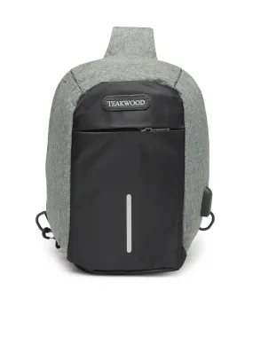 Teakwood Leathers Unisex Grey Colourblocked Backpack