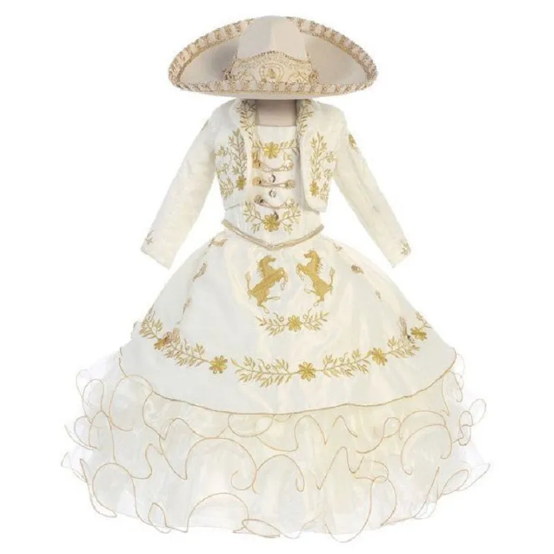 Traje Charro de Niña KS-76221 Beige - Charro Suit for Girls