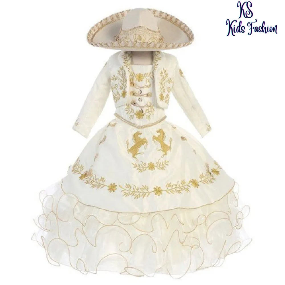 Traje Charro de Niña KS-76221 Beige - Charro Suit for Girls