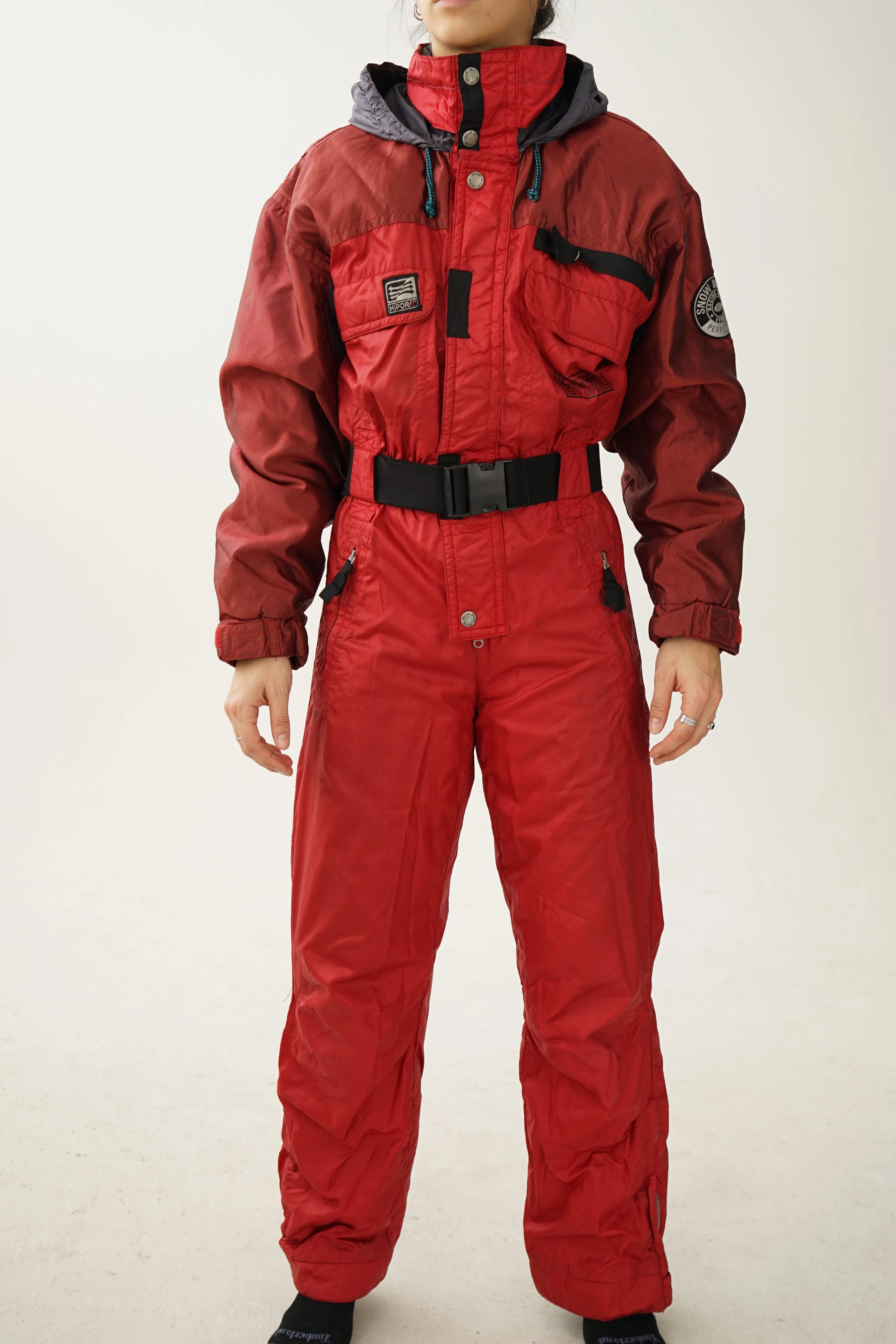 Vintage one piece tirel ski suit, rétro snow suit rouge T.46