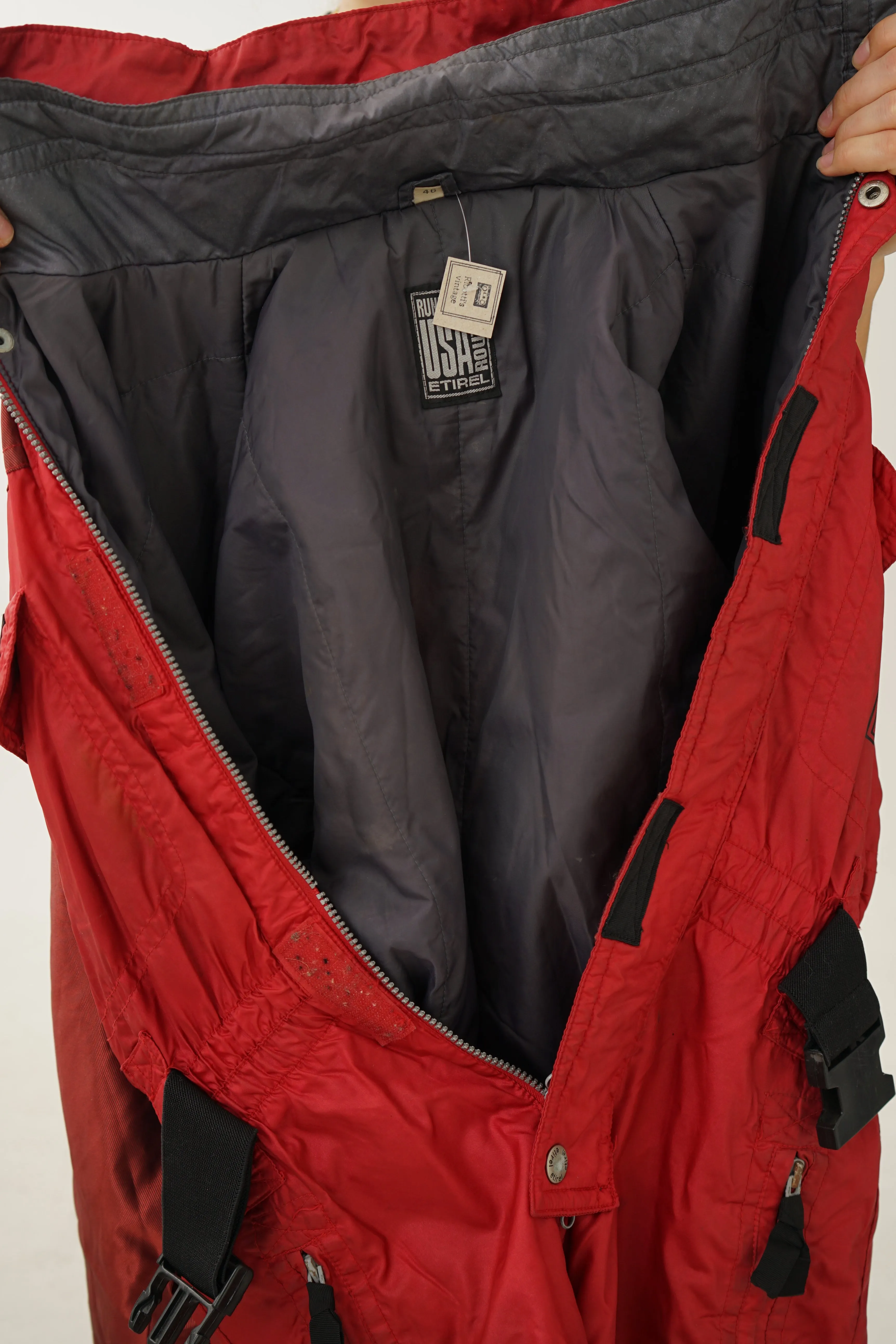 Vintage one piece tirel ski suit, rétro snow suit rouge T.46