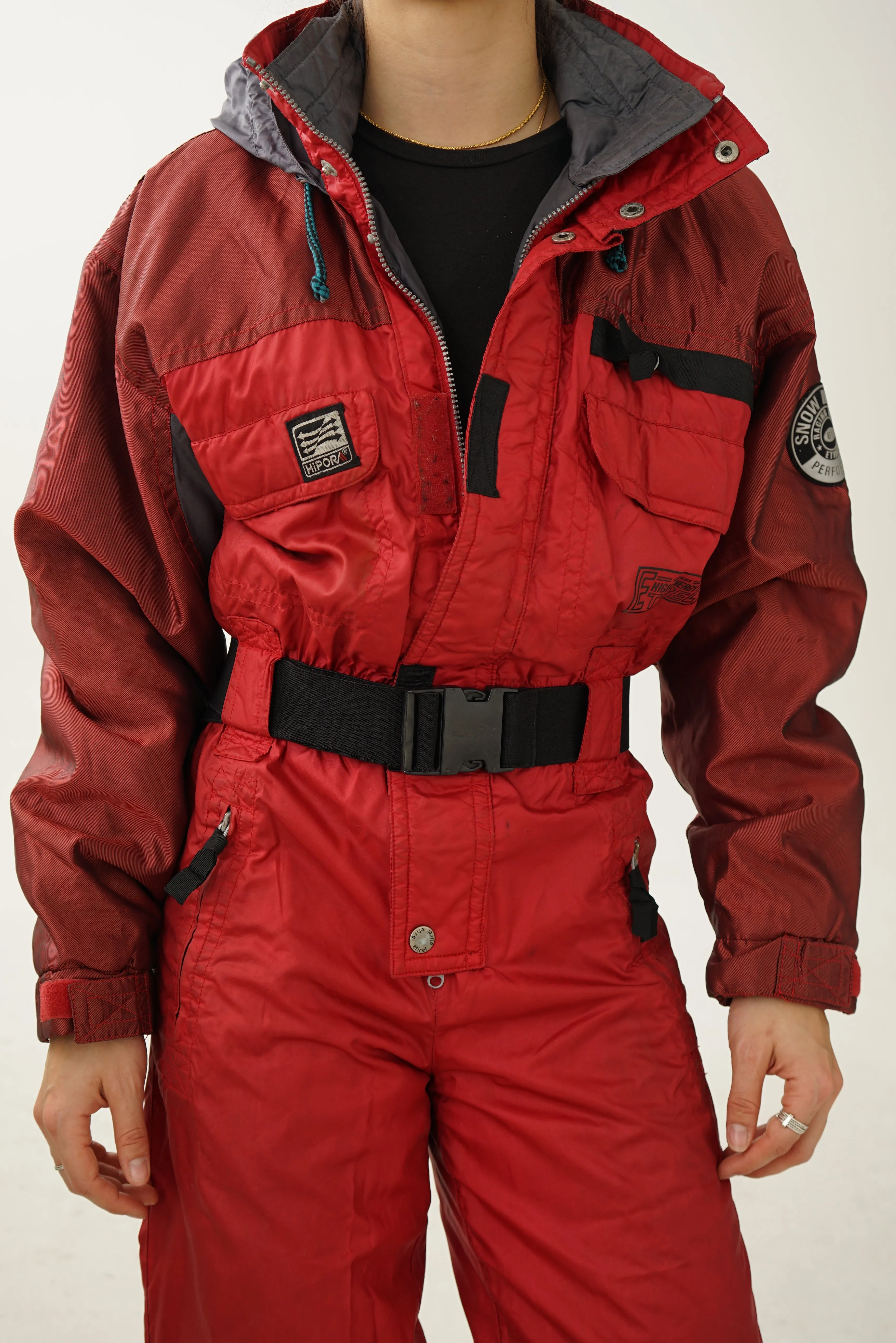 Vintage one piece tirel ski suit, rétro snow suit rouge T.46