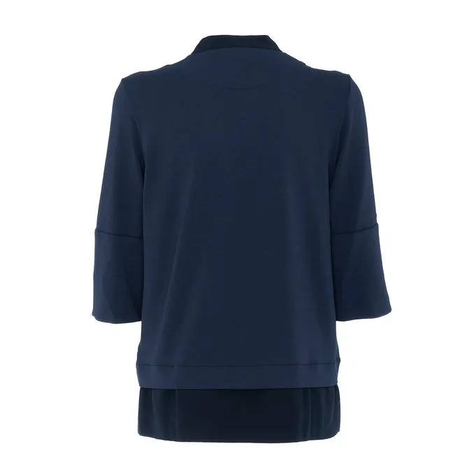 VISCOSE KOREAN POLO SHIRT Woman Navy